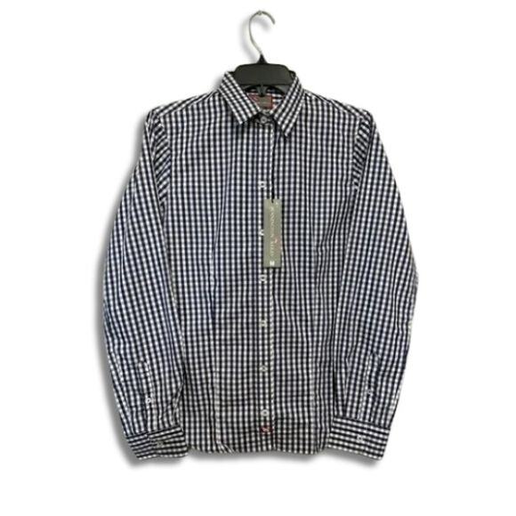 Pennington & Bailes Long Sleeve Shirt Gingham Check Button-Up Blue Men's M NWT - Picture 1 of 10